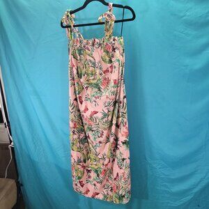 H&M Floral Tropical Print Midi Dress With Adjustable Straps Size S 100% Cotton W